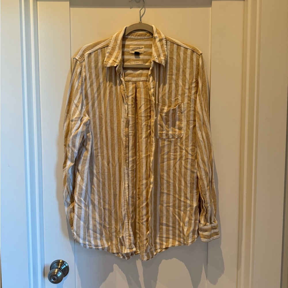 Universal Thread Tan Striped Button Up